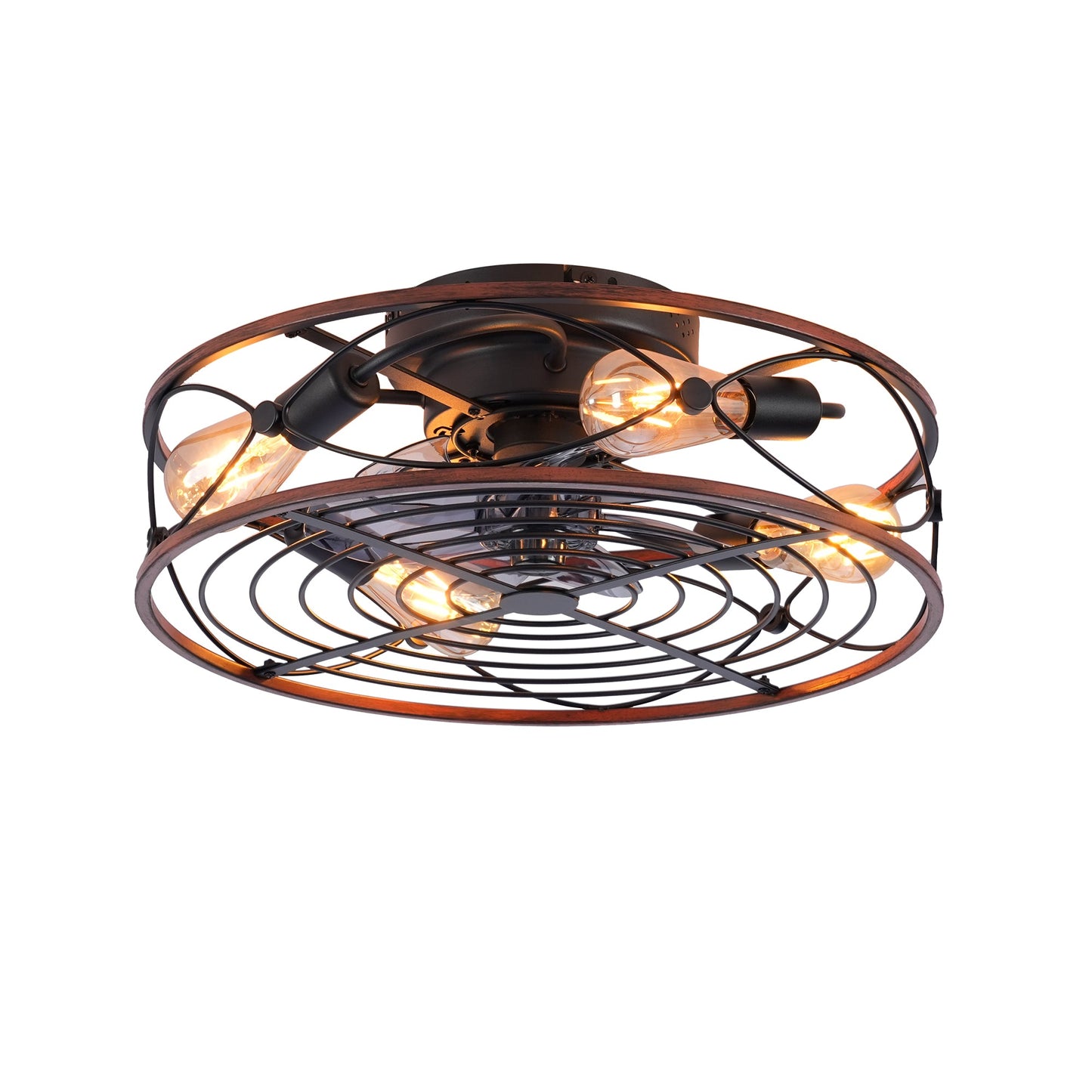 20-inch caged ceiling fan with lights in dark bronze finish, HouseOfZazla remote on Tampa Home & Garden Store