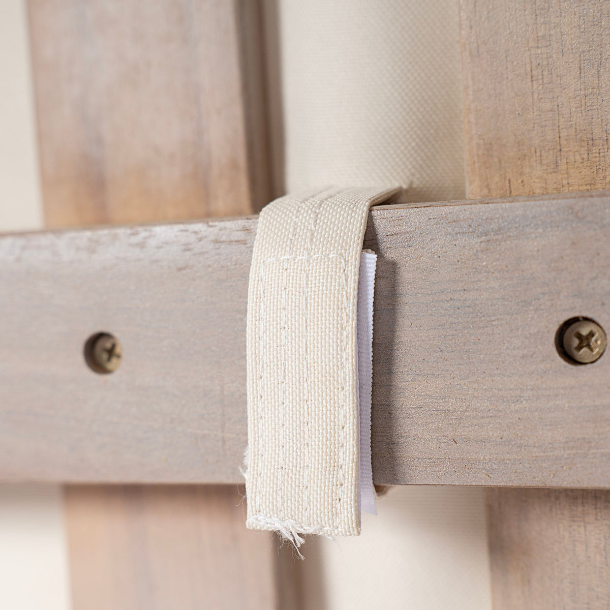 Acacia wood dining chair strap detail in beige for patio seating by HouseOfZazla set of 2 on Tampa Home & Garden Store