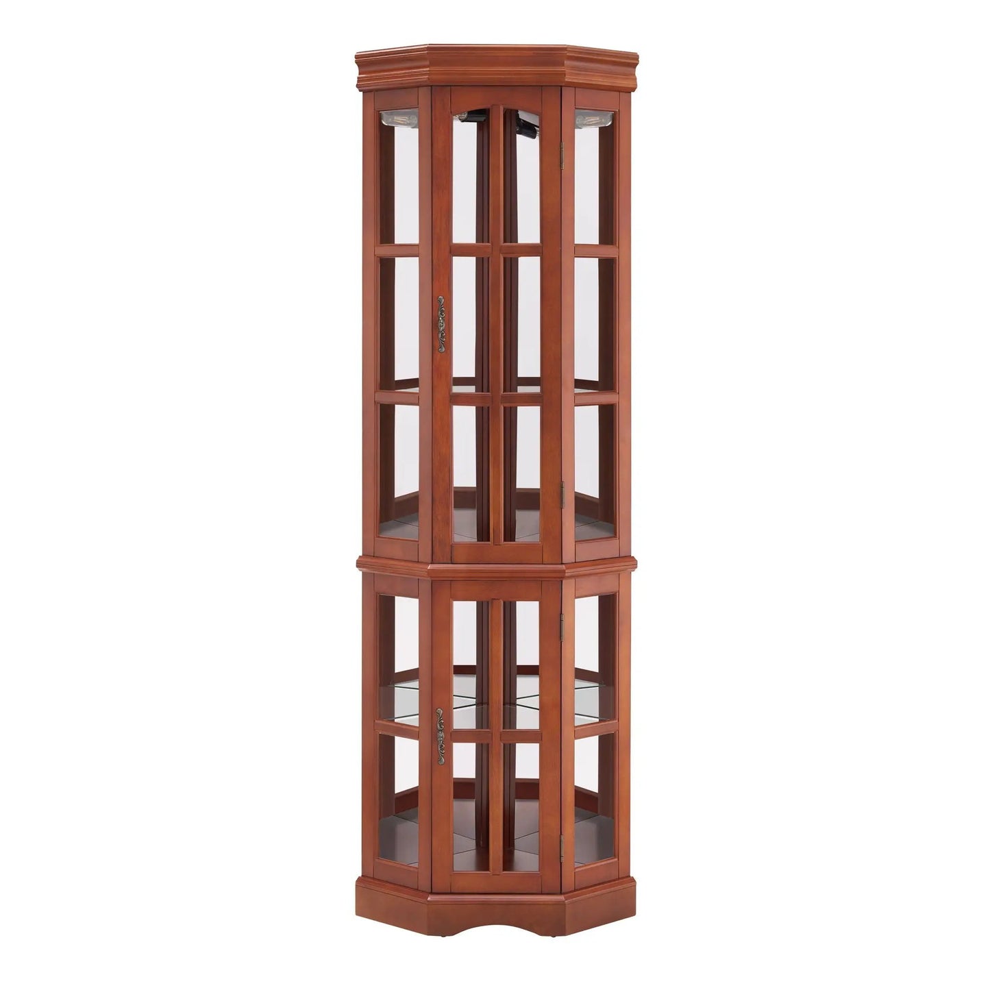 Corner Curio Cabinet with 5 Shelves and Lighting