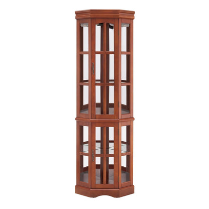 Corner Curio Cabinet with 5 Shelves and Lighting