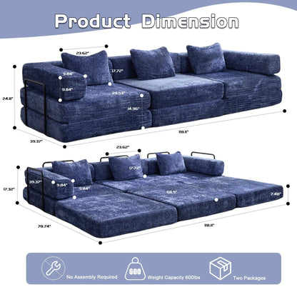 Convertible floor sofa bed boneless modular blue velvet futon sofa by Unique Piece Furniture on Tampa Home & Garden Store