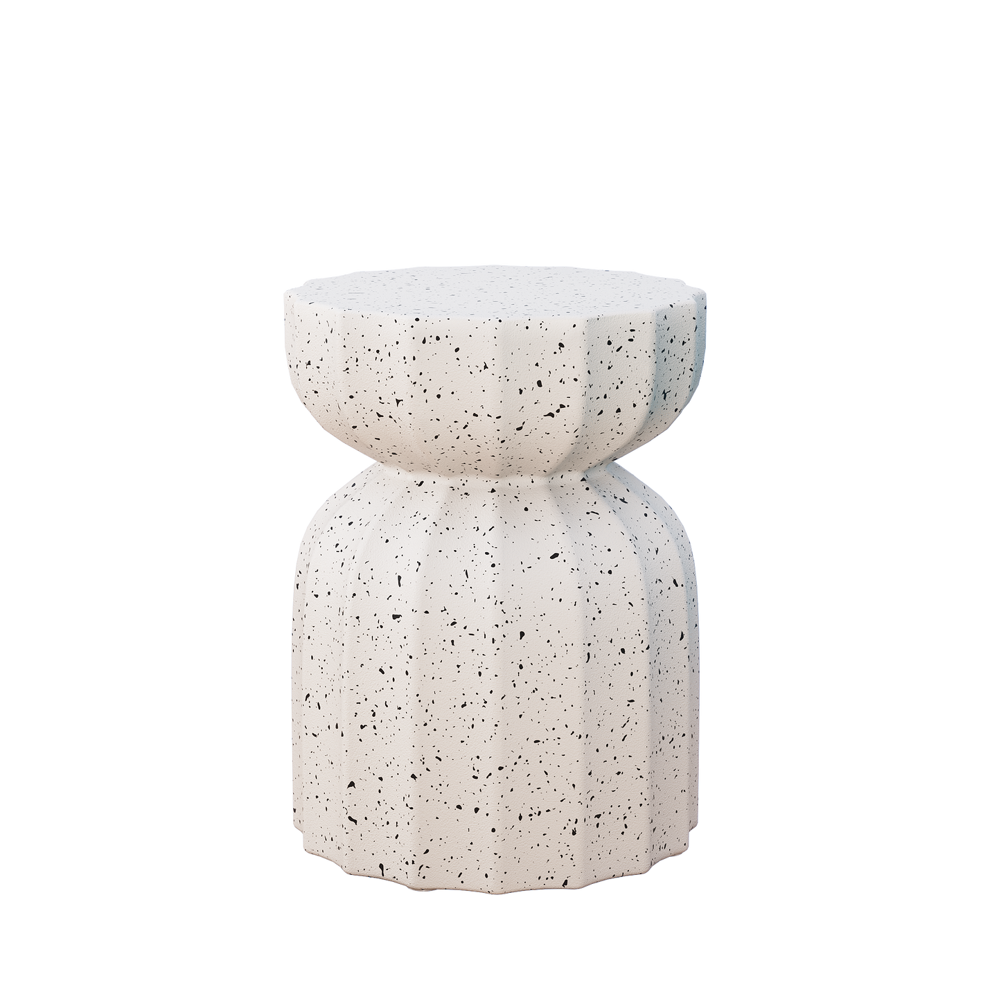 13in modern terrazzo round coffee table, speckled cream with black flecks, indoor/outdoor waterproof on Tampa Home & Garden Store