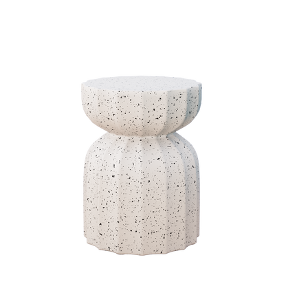 13in modern terrazzo round coffee table, speckled cream with black flecks, indoor/outdoor waterproof on Tampa Home & Garden Store