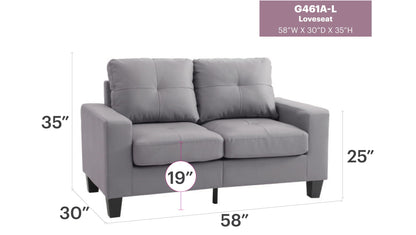 Upholstered track-arm loveseat dark gray with kiln-dried hardwood frame HouseOfZazla 58W on Tampa Home & Garden Store