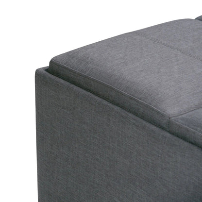 Avalon square coffee table storage ottoman in grey textured fabric with seam detail on Tampa Home & Garden Store