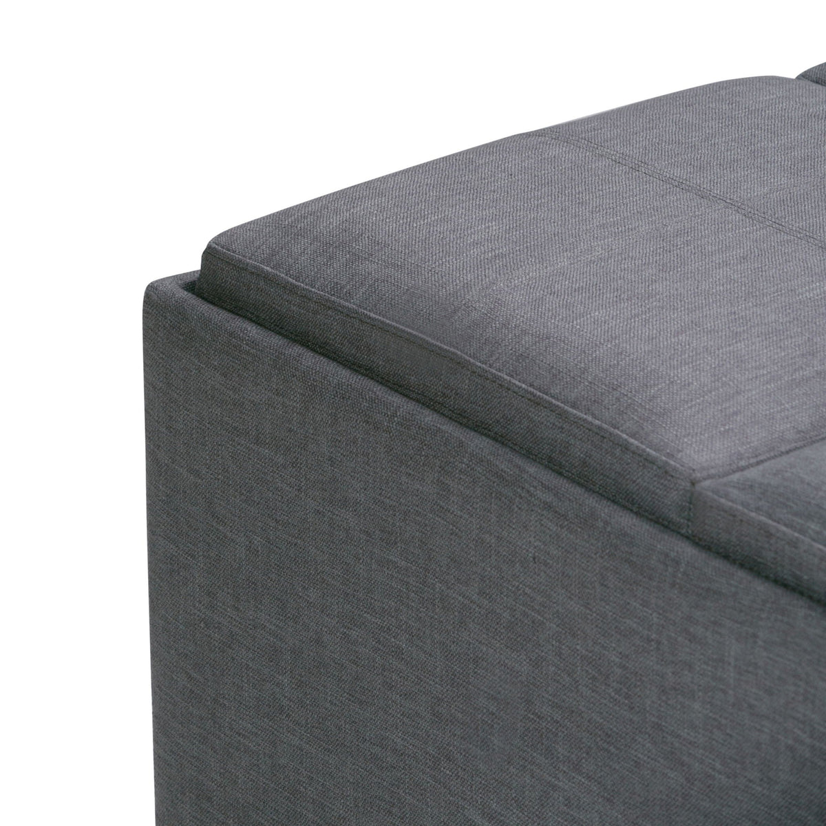 Avalon Square Ottoman Coffee Table With Trays grey textured fabric HouseOfZazla storage ottoman on Tampa Home & Garden Store
