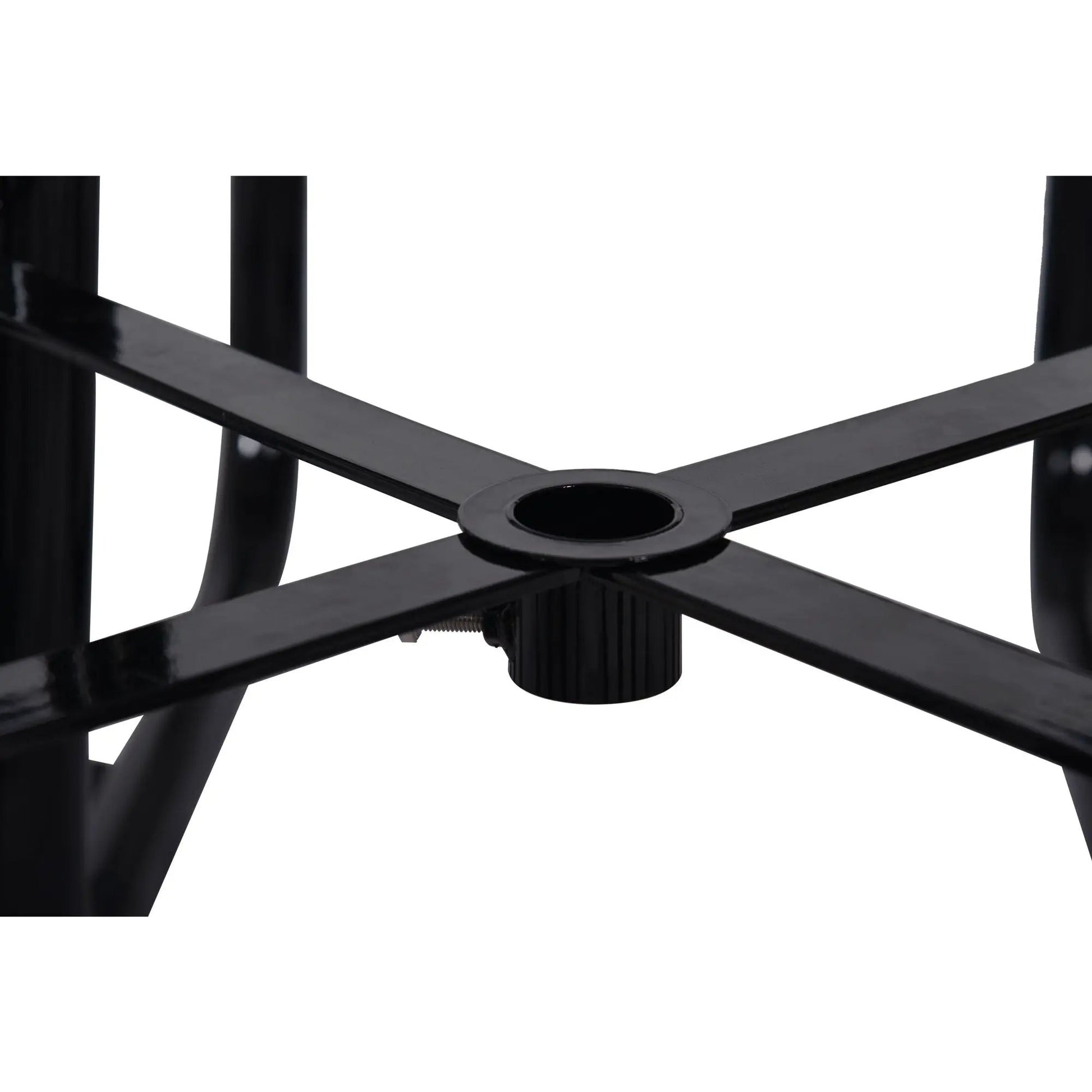 Square outdoor steel picnic table frame with umbrella hole, black powder-coated finish on Tampa Home & Garden Store