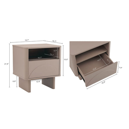 Modern accent nightstand with drawer and shelf by HouseOfZazla in beige-taupe finish on Tampa Home & Garden Store