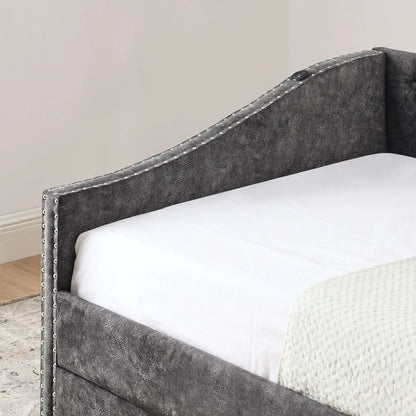 Upholstered Daybed USB Charging and Pull Out Bed