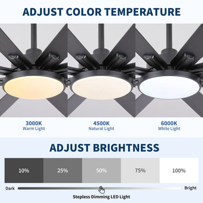 Ceiling fan by HouseOfZazla, 8-blade, dimmable LED, remote, 3000–6000K on Tampa Home & Garden Store
