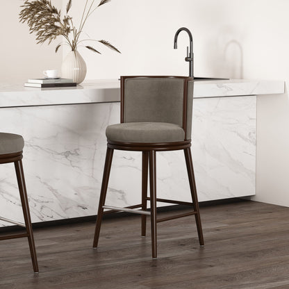 Evalyn Dove Barstool greige fabric bar-height 28–30 stainless steel footrest set of 2 on Tampa Home & Garden Store