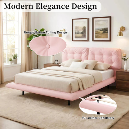 Queen Size Upholstered Bed Frame with Led Lights