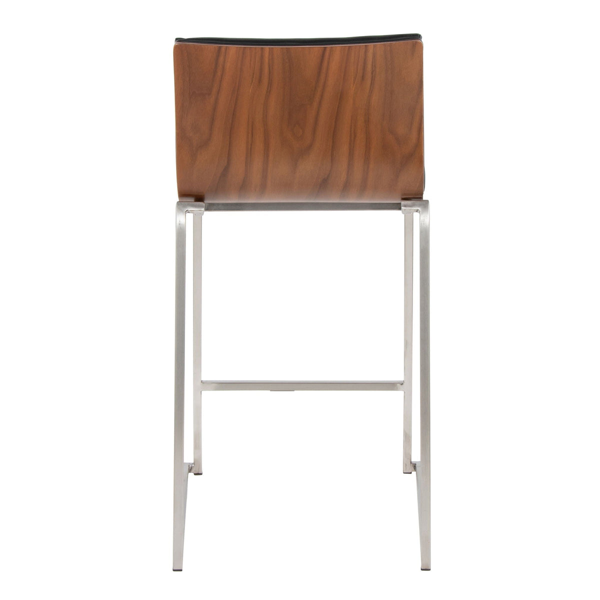 Counter stools by HouseOfZazla with tufted black upholstery and wood back, metal base on Tampa Home & Garden Store