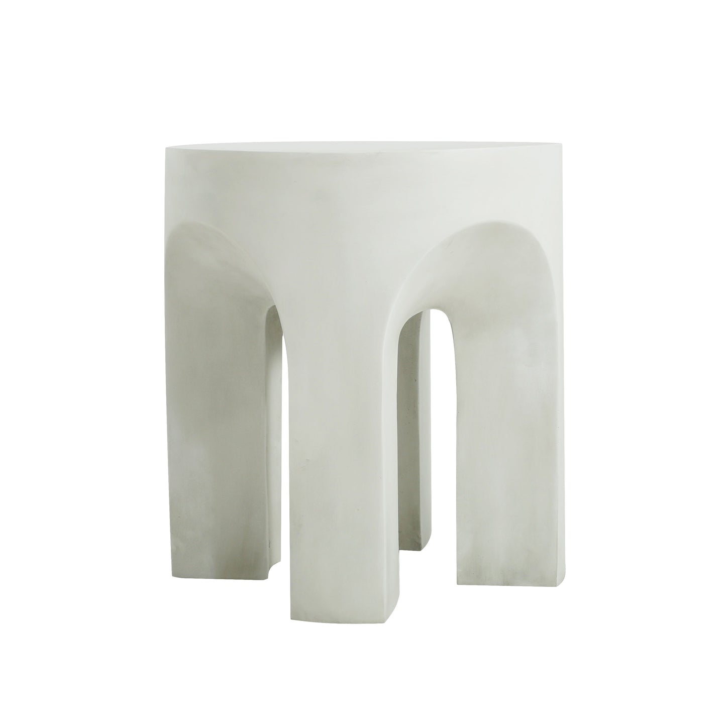 Outdoor MGO round-top side tables, antique white, set of four on Tampa Home & Garden Store