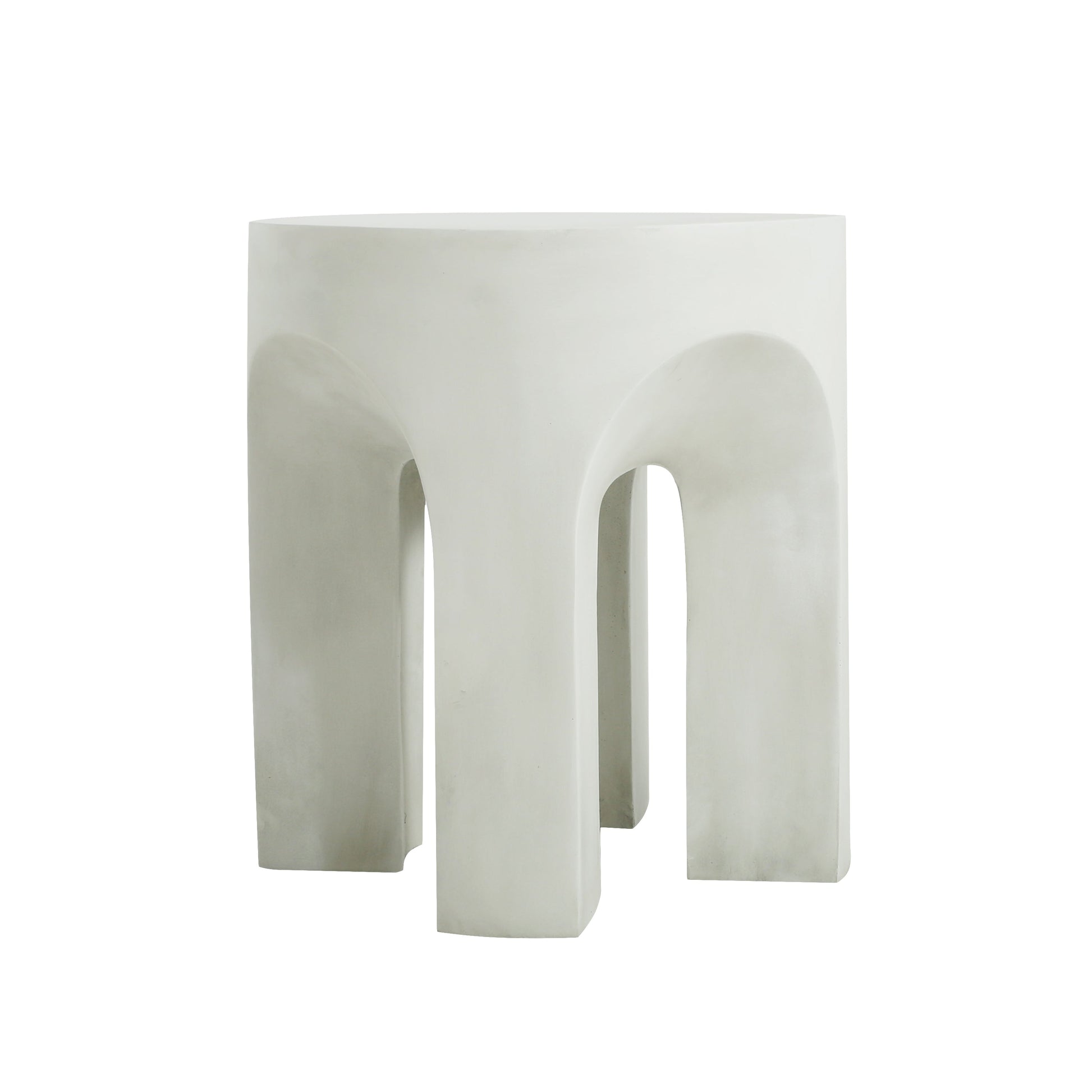 Outdoor MGO round-top side tables, antique white, set of four on Tampa Home & Garden Store