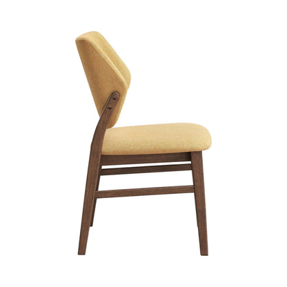 Padded Seat Side Chair set of 2 in yellow fabric with dark wood legs on Tampa Home & Garden Store