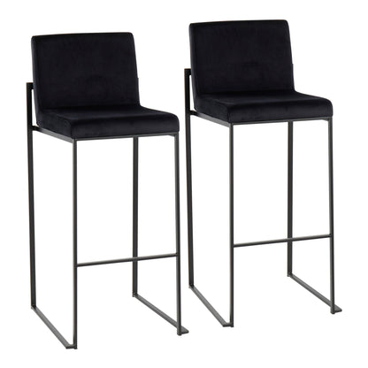 High-back barstool set in sleek black with slim metal frames (2 stools) on Tampa Home & Garden Store