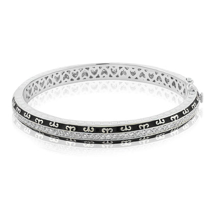 Renaissance Style stackable bracelet by Lauren G Adams, silver-tone with black enamel pavé crystals on Tampa Home & Garden Store
