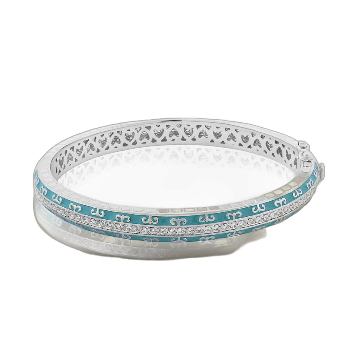 Renaissance stackable bracelet Lauren G Adams turquoise and silver bands with heart lattice on Tampa Home & Garden Store