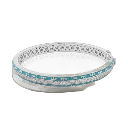 Renaissance stackable bracelet Lauren G Adams turquoise and silver bands with heart lattice on Tampa Home & Garden Store