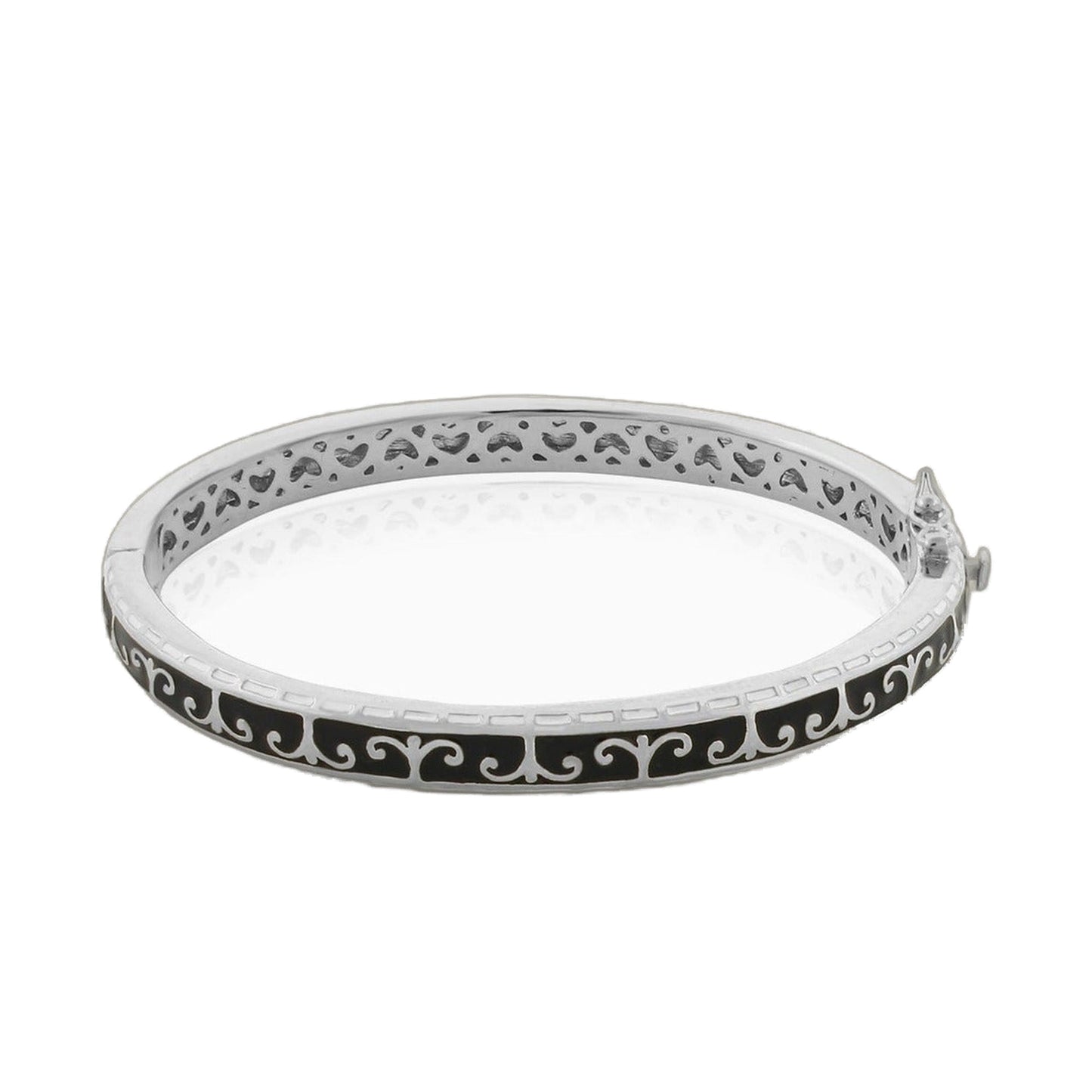 Renaissance Style Bangle by Lauren G Adams, silver-tone bracelet with black enamel scrolls on Tampa Home & Garden Store