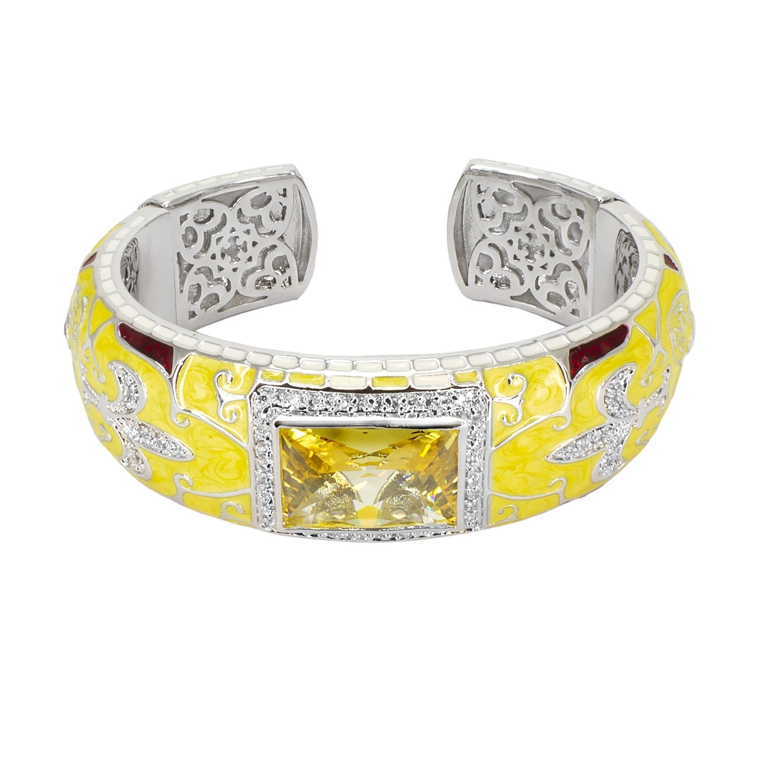 Renaissance Bangle yellow enamel bracelet with filigree and yellow gemstone by Lauren G Adams on Tampa Home & Garden Store
