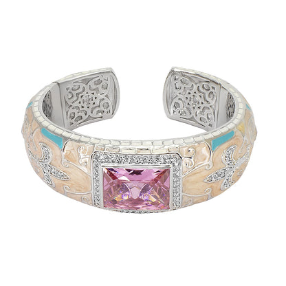 Renaissance Bangle Lauren G Adams pink square center stone turquoise accents on Tampa Home & Garden Store