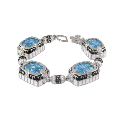 Renaissance Style Bracelet with four silver-tone links and blue crystal centers on Tampa Home & Garden Store