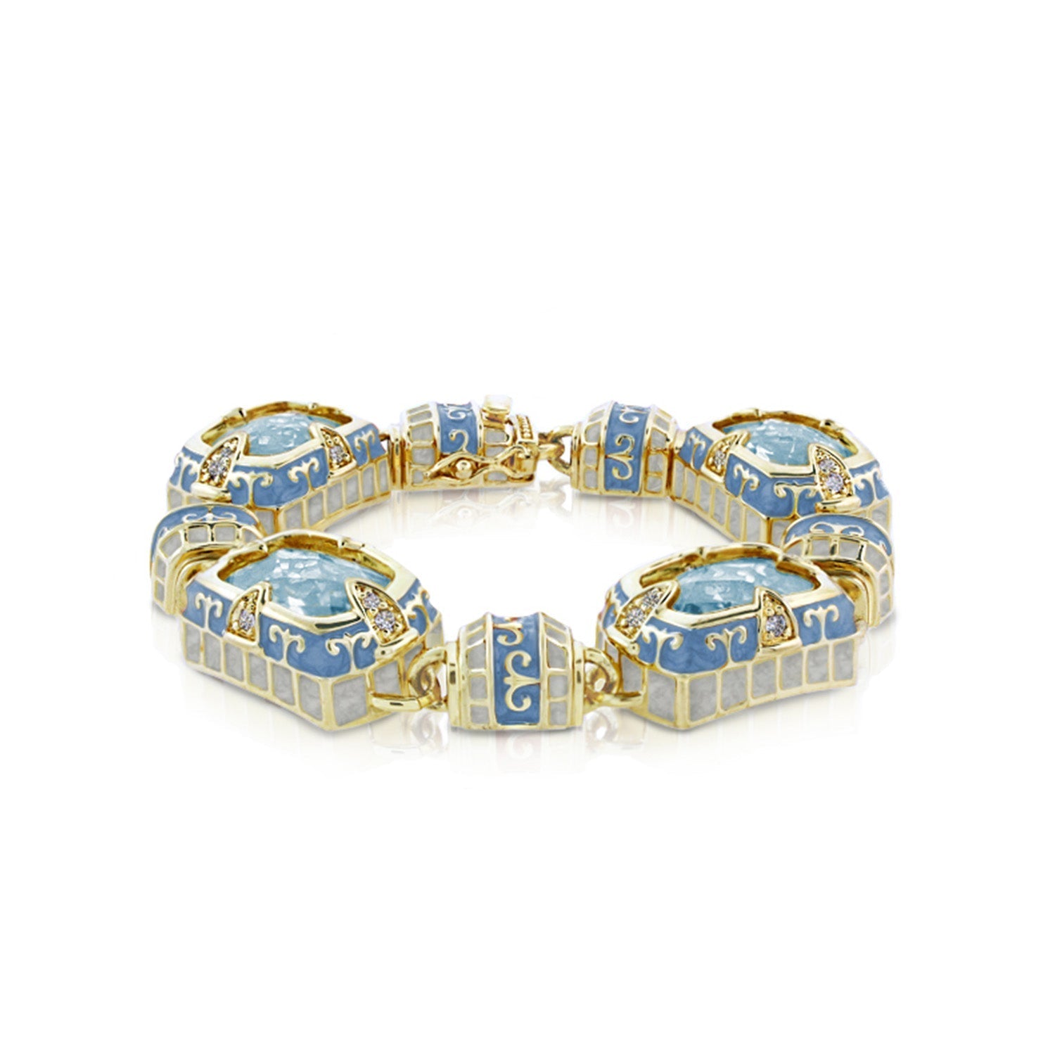 Renaissance Style Bracelet by Lauren G Adams, blue enamel with gold-tone filigree on Tampa Home & Garden Store