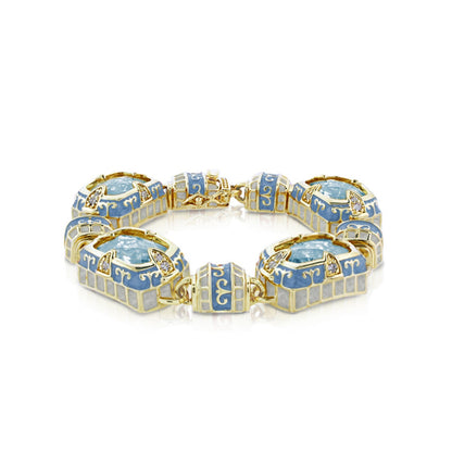 Renaissance Style Bracelet by Lauren G Adams, blue enamel with gold-tone filigree on Tampa Home & Garden Store