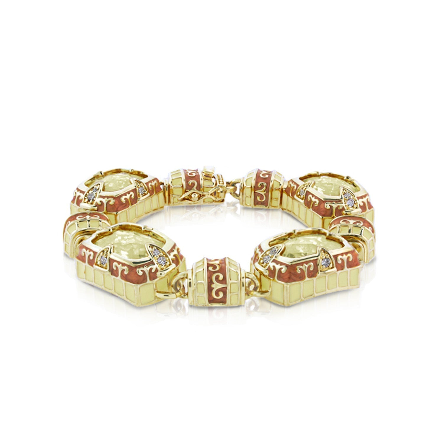 Renaissance Style Bracelet gold-tone with pink enamel and crystals on Tampa Home & Garden Store