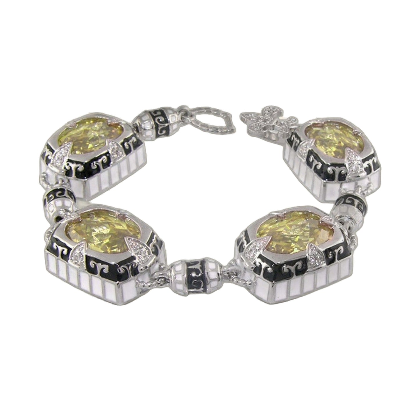 Renaissance bracelet with yellow stones in silver and black enamel filigree accents on Tampa Home & Garden Store