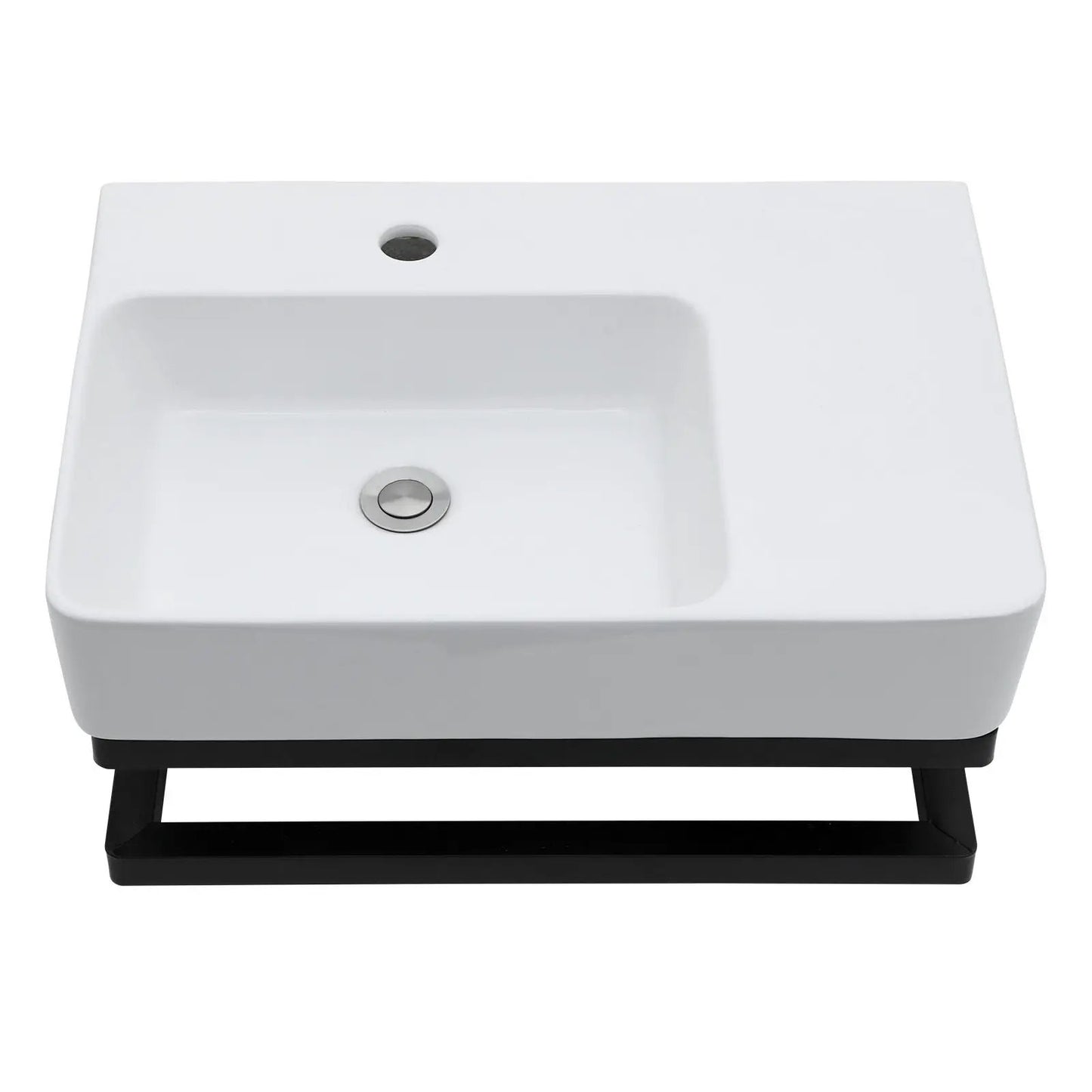 Wall Mount Sink Towel Bar Faucet Hole White