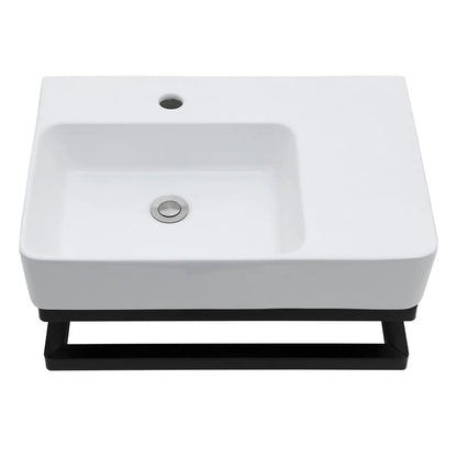 Wall Mount Sink Towel Bar Faucet Hole White