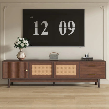 TV stand for 80in TVs with sliding doors and drawers, dark brown by Unique Piece Furniture on Tampa Home & Garden Store