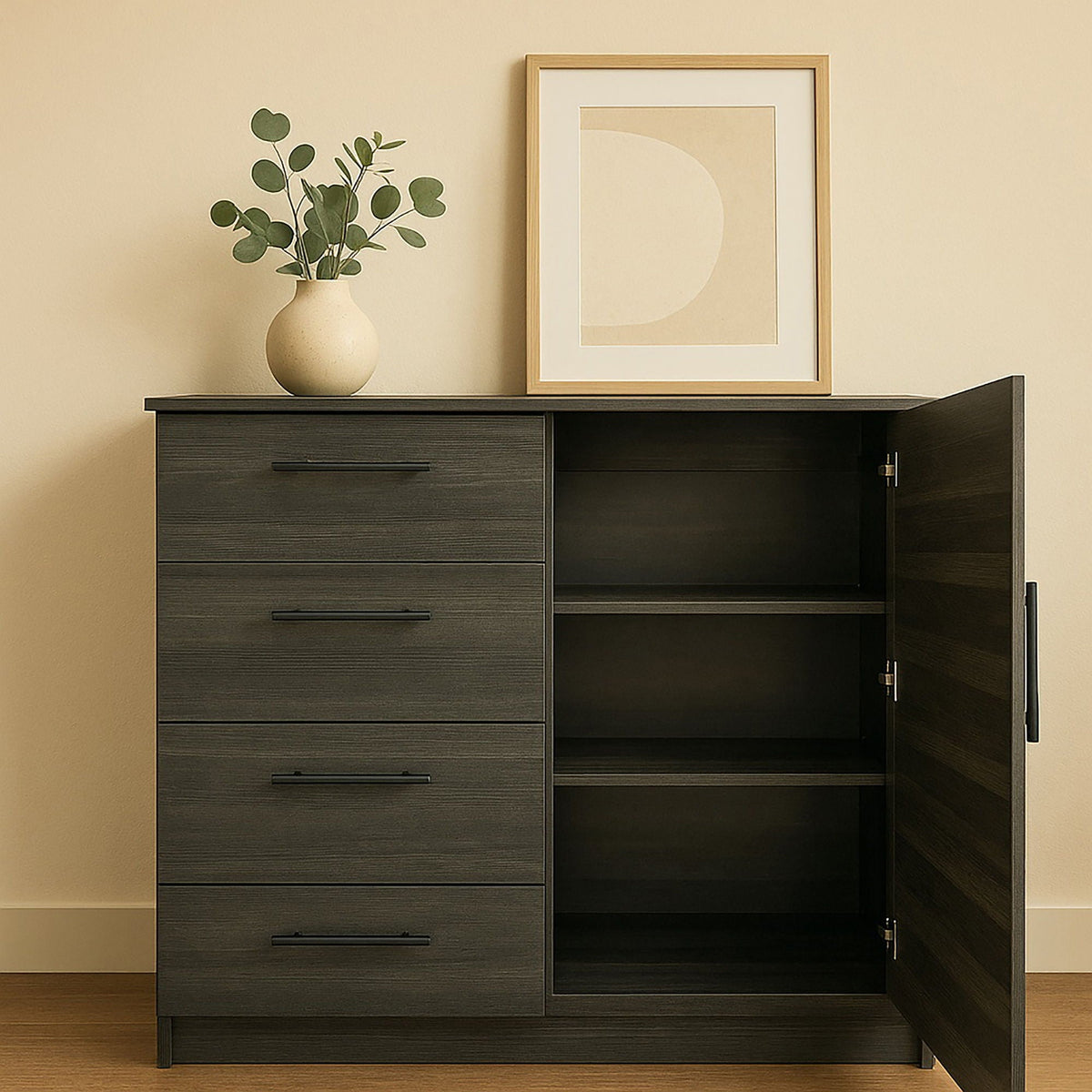 Robin Gentleman’s Chest with Extra Deep Storage dark gray open cabinet vase on Tampa Store on Tampa Home & Garden Store