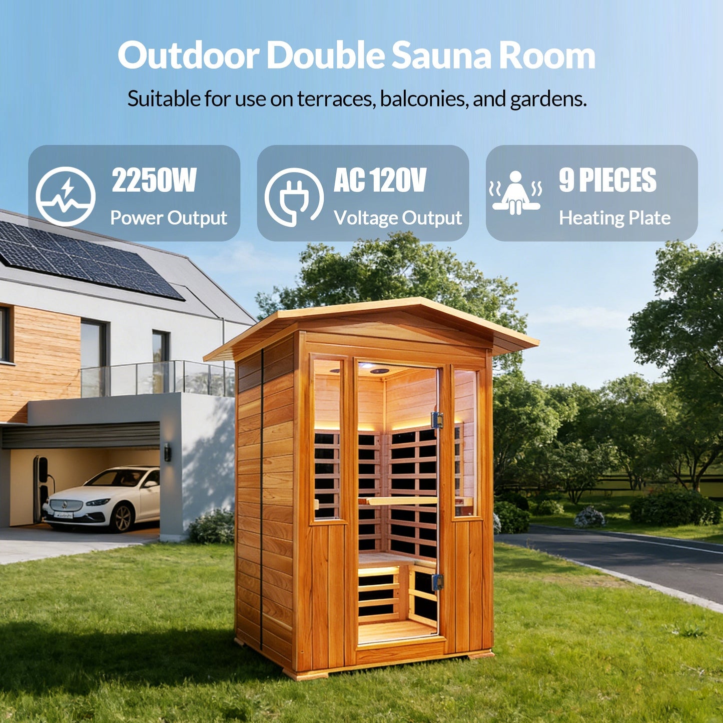 Outdoor Double Red Cedar Far Infrared Sauna Room