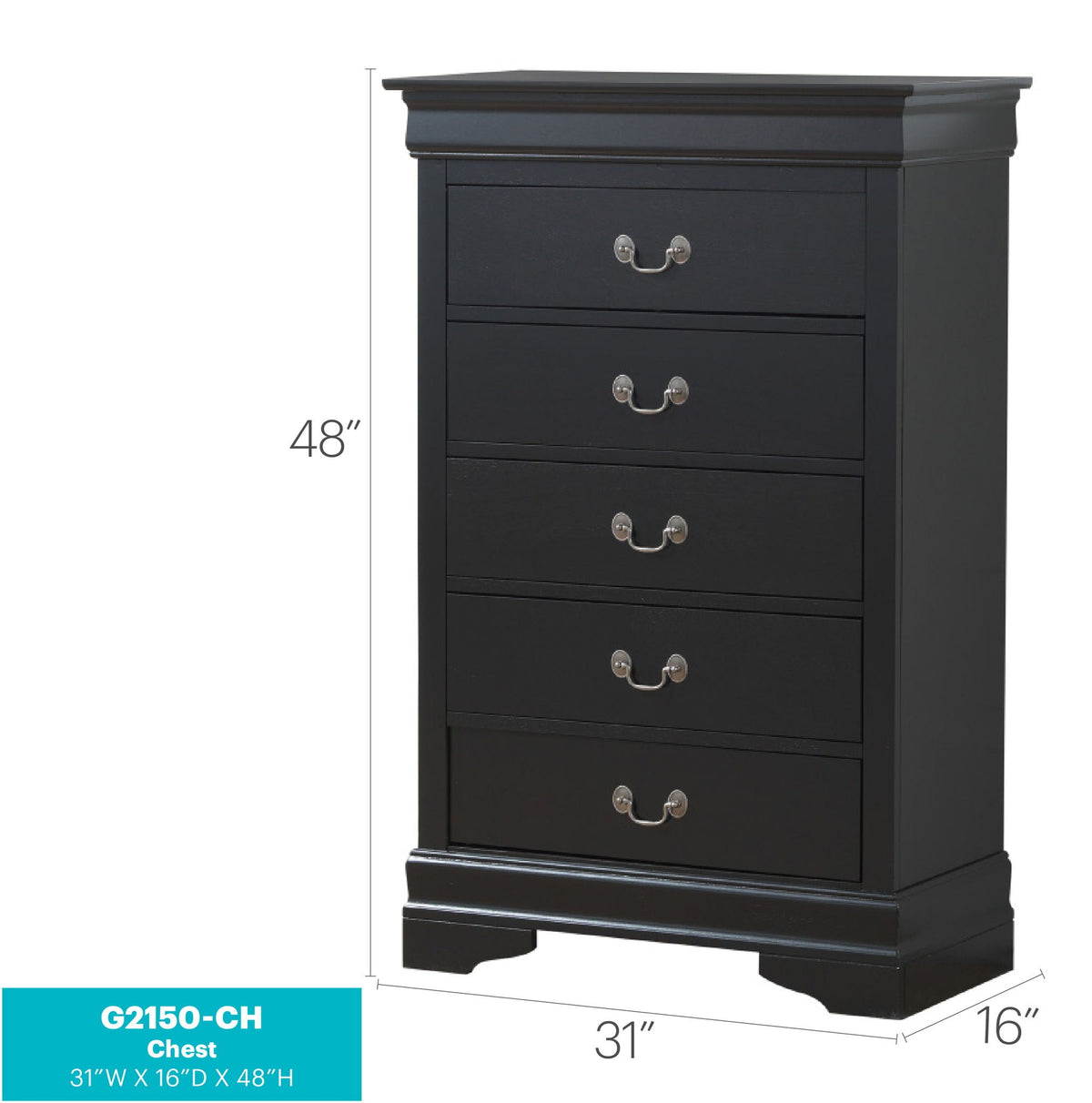 Classic Carved Accent Chest by HouseOfZazla with English dovetail drawers in black finish on Tampa Home & Garden Store