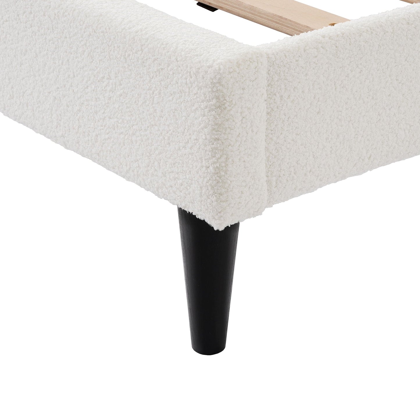 Lambswool Petal Headboard Bed Frame in cream lambswool with black tapered leg HouseOfZazla on Tampa Home & Garden Store