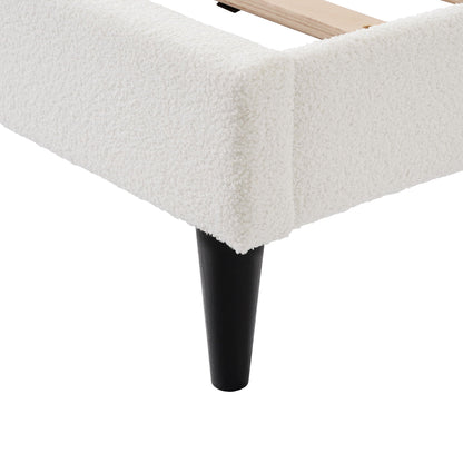 Lambswool Petal Headboard Bed Frame in cream lambswool with black tapered leg HouseOfZazla on Tampa Home & Garden Store