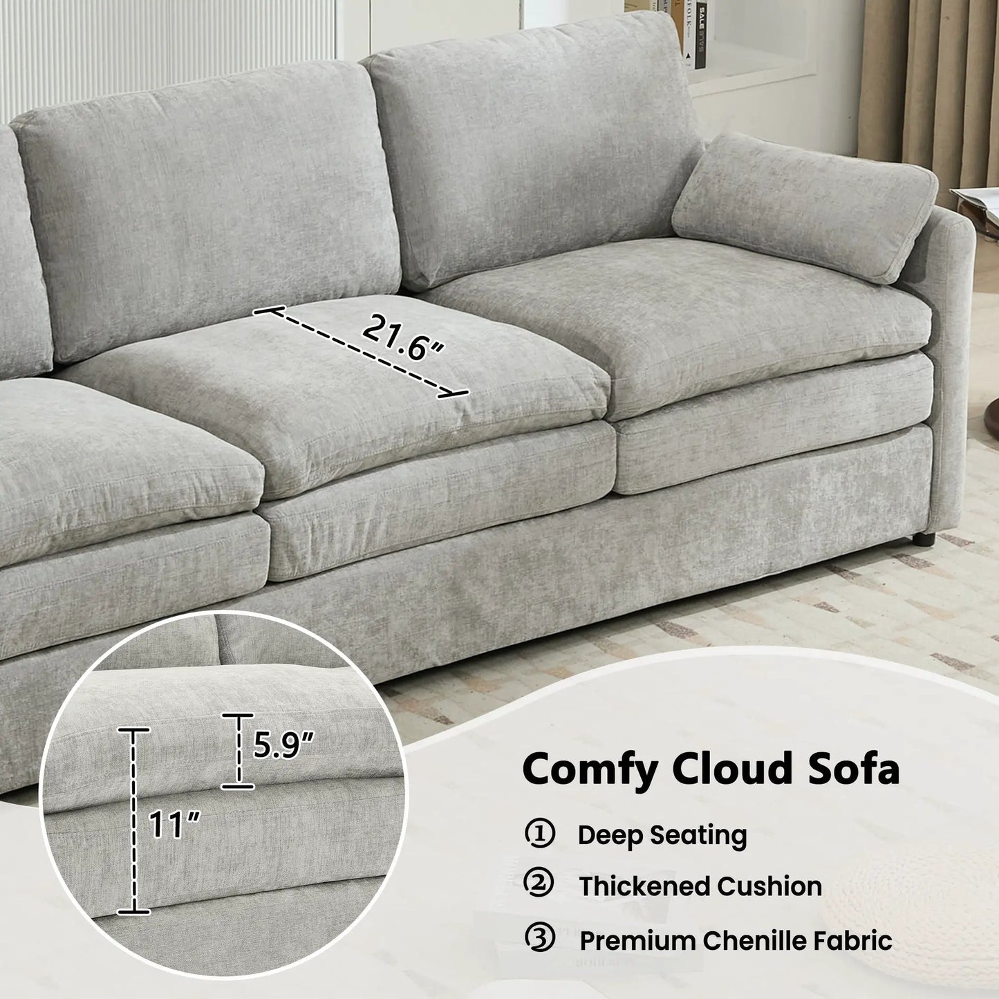 Cozy Upholstered 3 Seater Sofa for Living Room