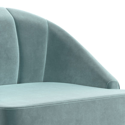 Upholstered accent chair with curved back in teal fabric by HouseOfZazla on Tampa Home & Garden Store