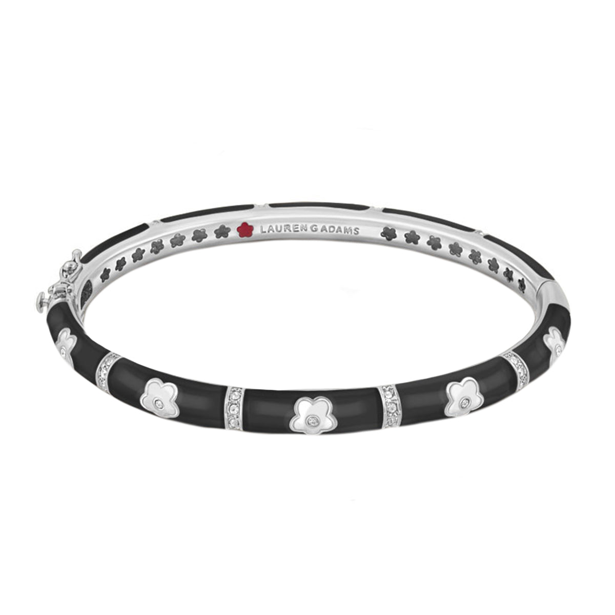 Daisy Love Stackable Bangle in black enamel with silver flower charms by Lauren G Adams on Tampa Home & Garden Store