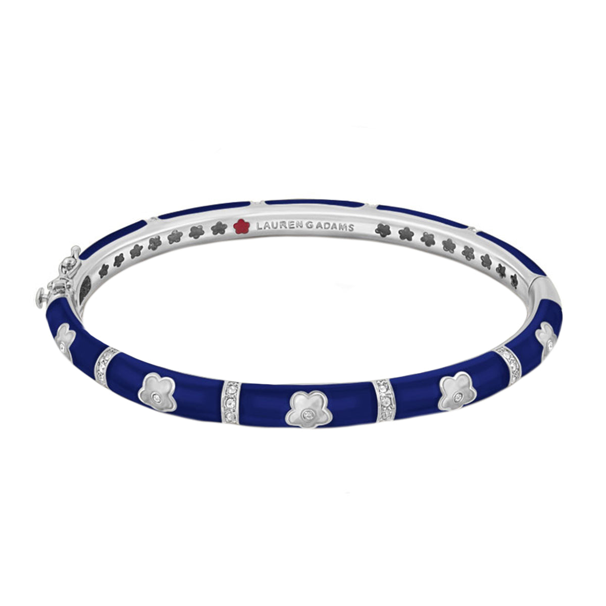 Daisy Love Stackable Bangle in cobalt blue enamel with silver flower charms Lauren G Adams on Tampa Home & Garden Store