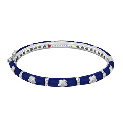 Daisy Love Stackable Bangle in cobalt blue enamel with silver flower charms Lauren G Adams on Tampa Home & Garden Store