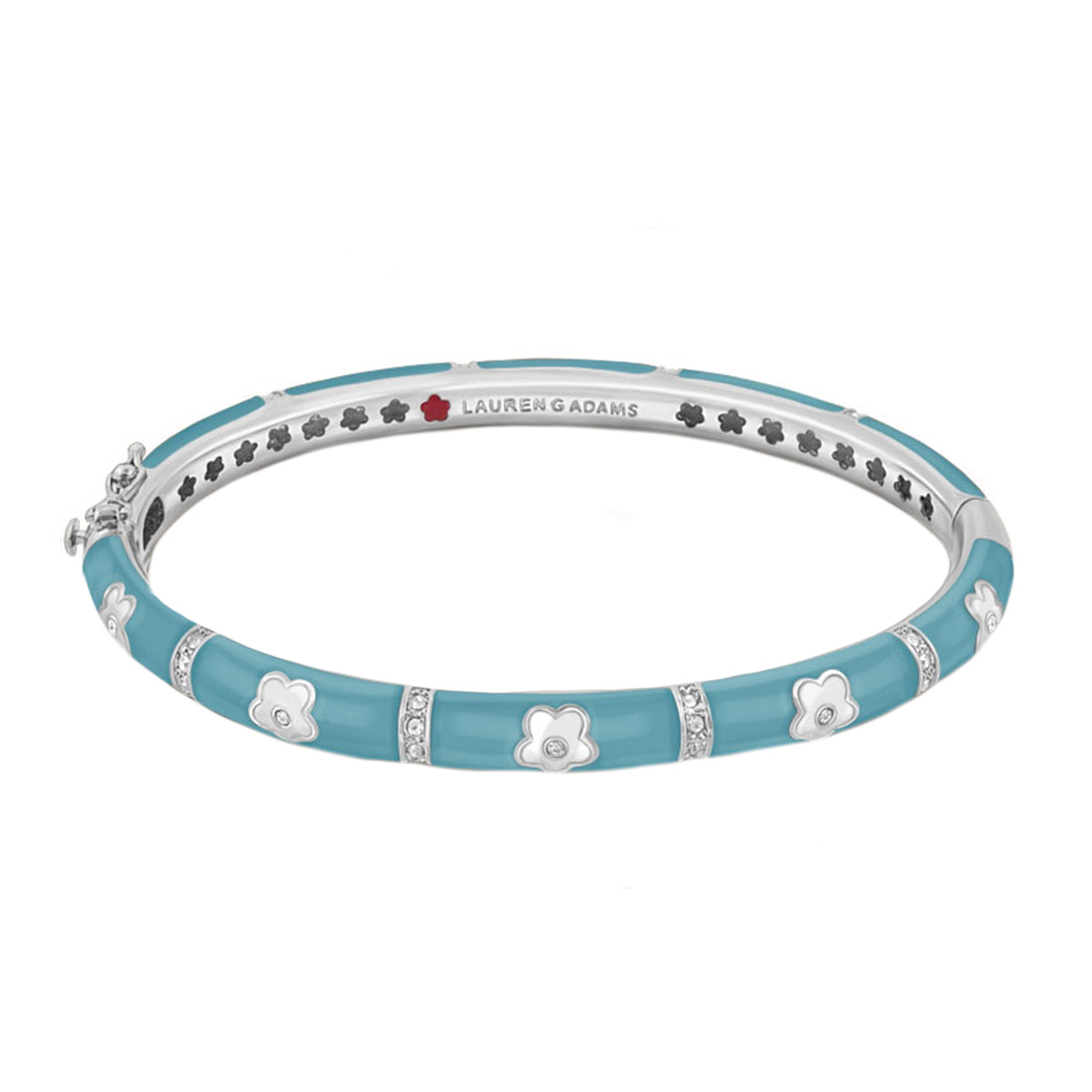 Daisy Love Stackable Bangle turquoise with silver flower charms and crystals Lauren G Adams on Tampa Home & Garden Store