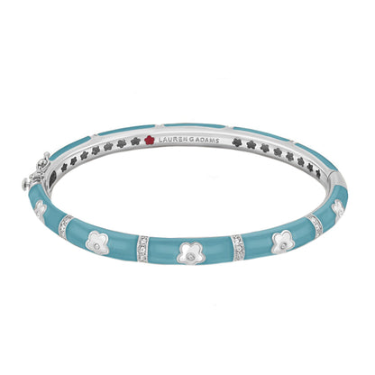 Daisy Love Stackable Bangle turquoise with silver flower charms and crystals Lauren G Adams on Tampa Home & Garden Store