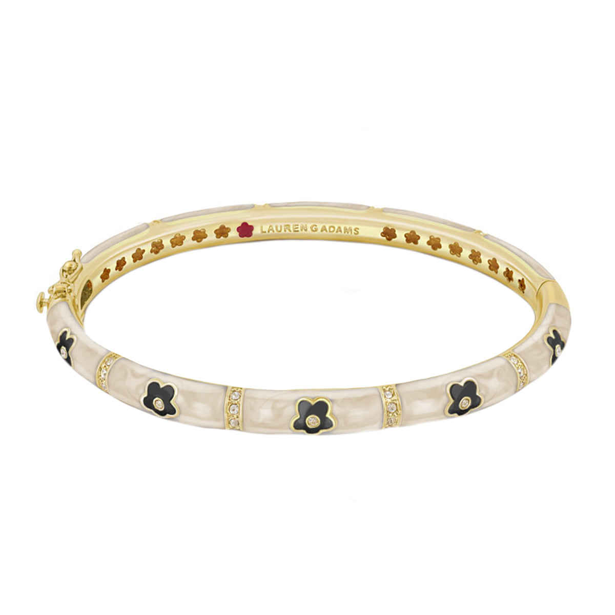 Daisy Love Bangle gold-tone with black enamel flowers and crystal accents by Lauren G Adams on Tampa Home & Garden Store