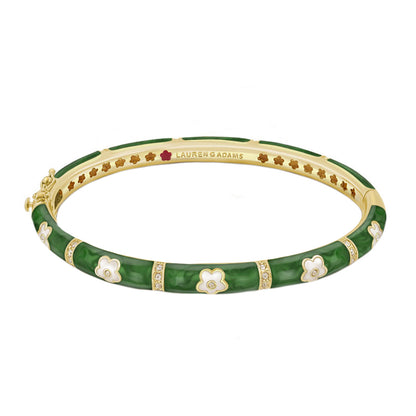 Daisy Love Stackable Bangle enamel with white flower accents gold bands by Lauren G Adams on Tampa Home & Garden Store