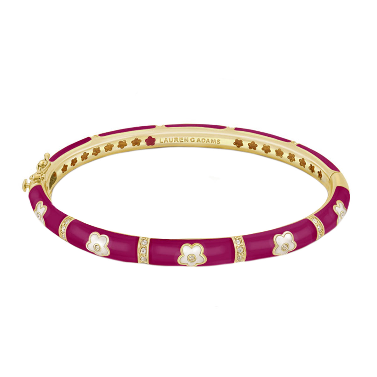 Daisy Love Stackable Bangle in magenta with gold trim and flower accents by Lauren G Adams on Tampa Home & Garden Store